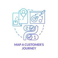 Map customer journey blue gradient concept icon. Market analysing. Ways to client-centric business abstract idea thin line illustration. Isolated outline drawing. vector