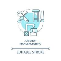 Job shop manufacturing turquoise concept icon. Type of manufacturing processes abstract idea thin line illustration. Isolated outline drawing. Editable stroke. vector