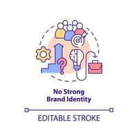No strong brand identity concept icon. Problem faced by business abstract idea thin line illustration. Weak brand promise. Isolated outline drawing. Editable stroke. vector