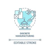 Discrete manufacturing turquoise concept icon. Types of manufacturing processes abstract idea thin line illustration. Isolated outline drawing. Editable stroke. vector