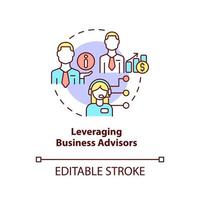 Leveraging business advisors concept icon. Biggest business strategy issue abstract idea thin line illustration. Isolated outline drawing. Editable stroke. vector
