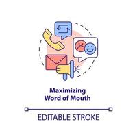 Maximizing word of mouth concept icon. Business sales complication abstract idea thin line illustration. Mouth advertising. Isolated outline drawing. Editable stroke. vector