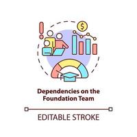 Dependencies on foundation team concept icon. Strategic problem of business abstract idea thin line illustration. Isolated outline drawing. Editable stroke. vector