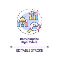 Recruiting right talent concept icon. Biggest challenge facing business abstract idea thin line illustration. Employment. Isolated outline drawing. Editable stroke. vector