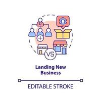 Landing new business concept icon. Problem in sales management abstract idea thin line illustration. Business expansion. Isolated outline drawing. Editable stroke. vector