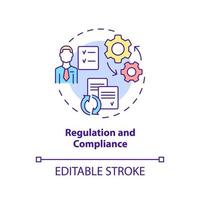 Regulation and compliance concept icon. Business challenge abstract idea thin line illustration. Employee protection. Isolated outline drawing. Editable stroke. vector