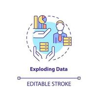 Exploding data concept icon. Basic problem of startup abstract idea thin line illustration. Structured knowledge. Isolated outline drawing. Editable stroke. vector