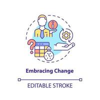 Embracing change concept icon. Frequent difficulty of startup abstract idea thin line illustration. Adapt to innovations. Isolated outline drawing. Editable stroke. vector