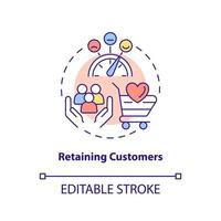 Retaining customers concept icon. Business sales problem abstract idea thin line illustration. Encouraging loyalty. Isolated outline drawing. Editable stroke. vector