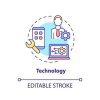 Technology concept icon. Business issue abstract idea thin line illustration. Isolated outline drawing. Digital transformation. Cyber security. Editable stroke. vector