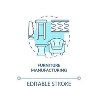 Furniture manufacturing turquoise concept icon. Woodworking industry. Subsector abstract idea thin line illustration. Isolated outline drawing. Editable stroke. vector