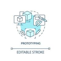 Prototyping turquoise concept icon. Draft version of product. Manufacturing stage abstract idea thin line illustration. Isolated outline drawing. Editable stroke. vector