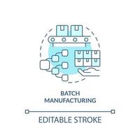 Batch manufacturing turquoise concept icon. Type of manufacturing processes abstract idea thin line illustration. Isolated outline drawing. Editable stroke. vector