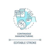 Continuous manufacturing turquoise concept icon. Type of manufacturing processes abstract idea thin line illustration. Isolated outline drawing. Editable stroke. vector