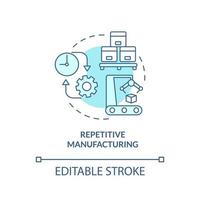 Repetitive manufacturing turquoise concept icon. Type of manufacturing processes abstract idea thin line illustration. Isolated outline drawing. Editable stroke. vector