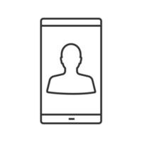 Smartphone user linear icon. Video call. Thin line illustration. Profile avatar. Contour symbol. Vector isolated outline drawing