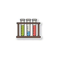 Test tubes rack patch. Color sticker. Vector isolated illustration