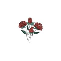 Red Rose Hand Drawn Free Vector png