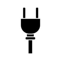 Electric plug glyph icon. Wiring. Power cable with plug. Silhouette symbol. Negative space. Vector isolated illustration