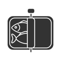 icono de glifo de espadines. pescado enlatado. símbolo de la silueta. espacio negativo. ilustración vectorial aislada vector