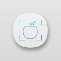 icono de la aplicación interfaz de usuario uiux. aprendizaje profundo. inteligencia artificial. manzana en foco. aplicación web o móvil. ilustración vectorial aislada vector