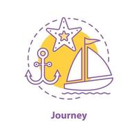 Summer rest concept icon. Journey idea thin line illustration. Sailing. Vector isolated outline drawing