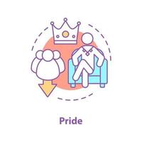 Pride concept icon. Arrogance idea thin line illustration. Self assurance. Prideful person. Vector isolated outline drawing