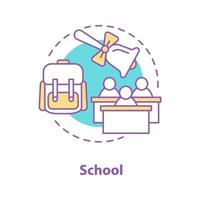 School concept icon. Education. Day of Knowledge idea thin line illustration. September 1st. Vector isolated outline drawing