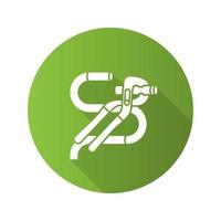 Tongue and groove pliers cutting wire flat linear long shadow icon. Jaw capacity. Vector outline symbol