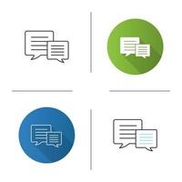 Speech bubbles icon. Chat boxes. Flat design, linear and color styles. Isolated vector illustrations