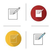 Notepad with pencil icon. Taking notes. Flat design, linear and color styles. Isolated vector illustrations