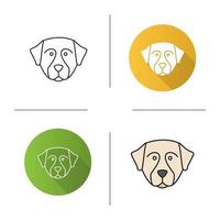 Bernese Mountain dog icon. Sennenhund dog. Flat design, linear and color styles. Isolated vector illustrations