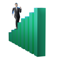 gráfico de negociação de ações verde gráfico de ações de homem de negócios ilustração 3d do mercado de negociação png
