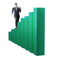 grönt aktiehandelsdiagram affärsman aktiediagram 3d-illustration av handelsmarknaden png