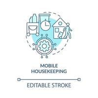 Mobile housekeeping turquoise concept icon. Property management abstract idea thin line illustration. Isolated outline drawing. Editable stroke vector