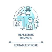 Real estate brokers turquoise concept icon. Property manager customers abstract idea thin line illustration. Isolated outline drawing. Editable stroke vector