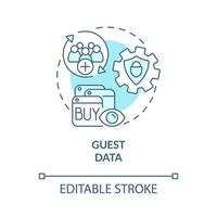 Guest data turquoise concept icon. Property management for hotels abstract idea thin line illustration. Isolated outline drawing. Editable stroke vector