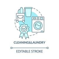 Cleaning and laundry turquoise concept icon. Real estate management in hotels abstract idea thin line illustration. Isolated outline drawing. Editable stroke vector