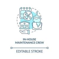 In-house maintenance crew turquoise concept icon. Property manager work abstract idea thin line illustration. Isolated outline drawing. Editable stroke vector
