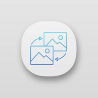 Data transforming app icon. Pictures reload. Image type changing. Data conversion. UIUX user interface. Web or mobile application. Vector isolated illustration