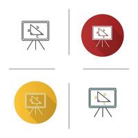 Whiteboard icon. Flat design, linear and color styles. Isolated vector illustrations