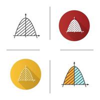 icono del sistema de coordenadas. analisis matematico área de parábola. álgebra. sistema de ejes Diseño plano, estilos lineales y de color. ilustraciones de vectores aislados