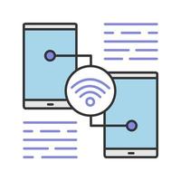 Sharing smartphone wifi color icon. Internet connection. Isolated vector illustration