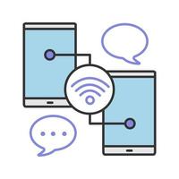 Chatting color icon. Wifi signal. Sending message. Internet connection. Isolated vector illustration