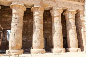 Columns in Medinet Habu Temple in Luxor, Egypt photo