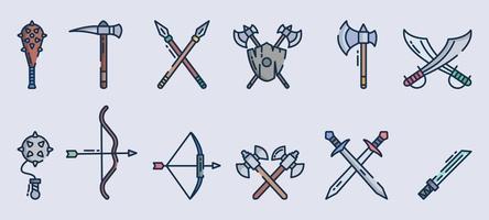 set of Ancient medieval weapons vector