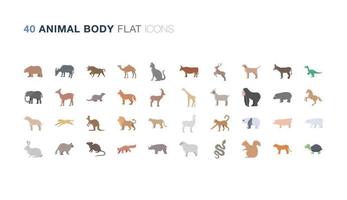 Animal body Flat icon set vector