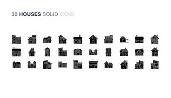 conjunto de iconos sólidos de casas vector