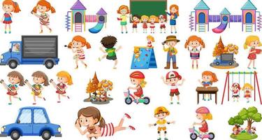 Set of children doing different activities vector