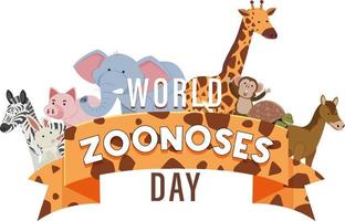diseño del cartel del día mundial de las zoonosis vector